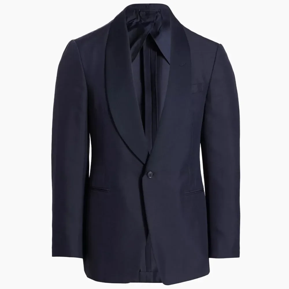 Ralph Lauren Purple Label Kent Single-Breased Shawl Collar Silk Blazer